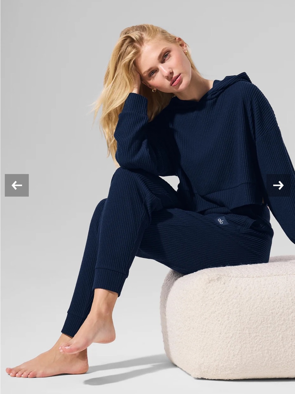 ALO Yoga Women Navy Ribbed Jogger Pants
